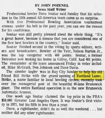 Eastland Bowling Center (Eastland Lanes) - Feb 8 1971 Article (newer photo)